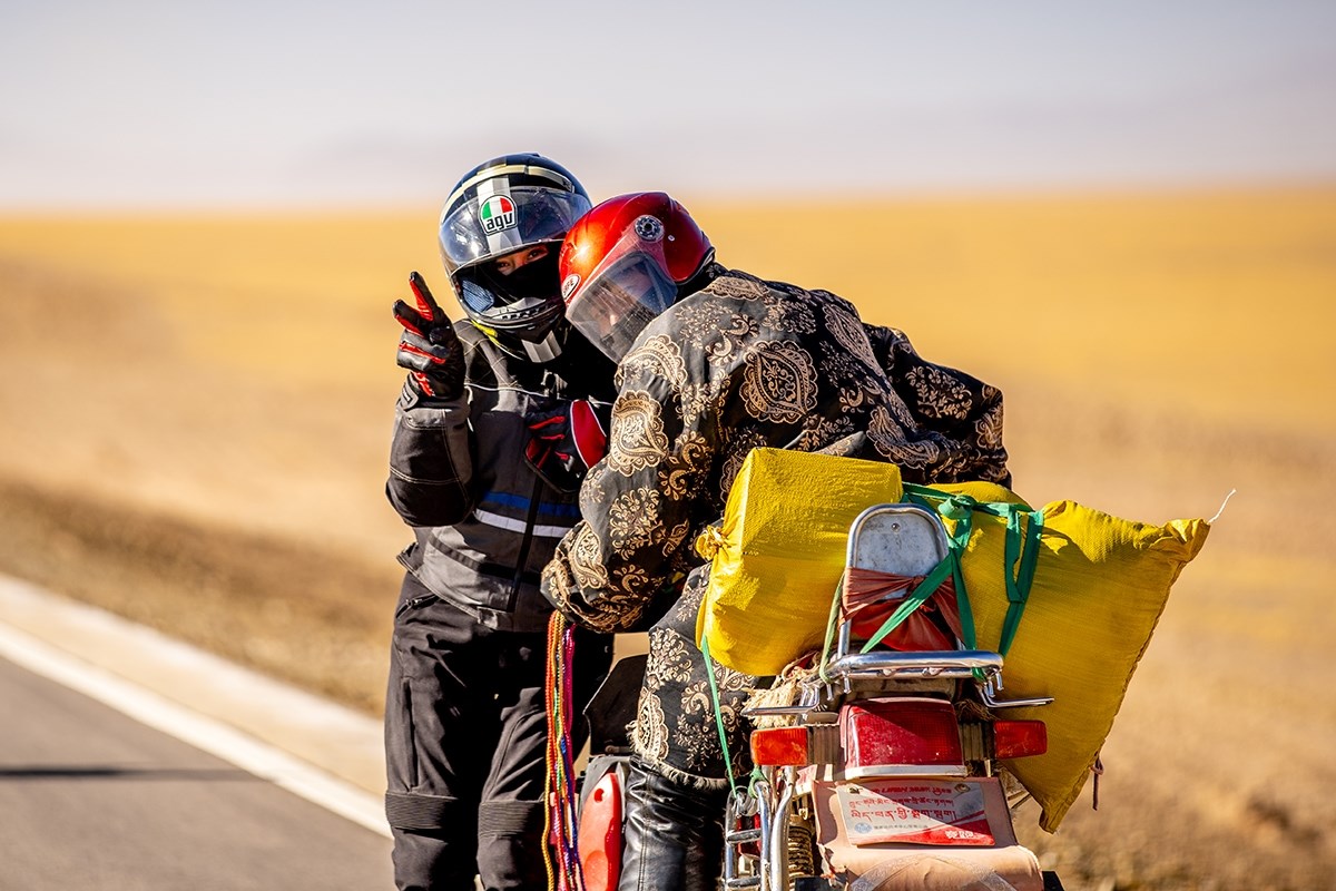 Tibetischer Motorradfahrer