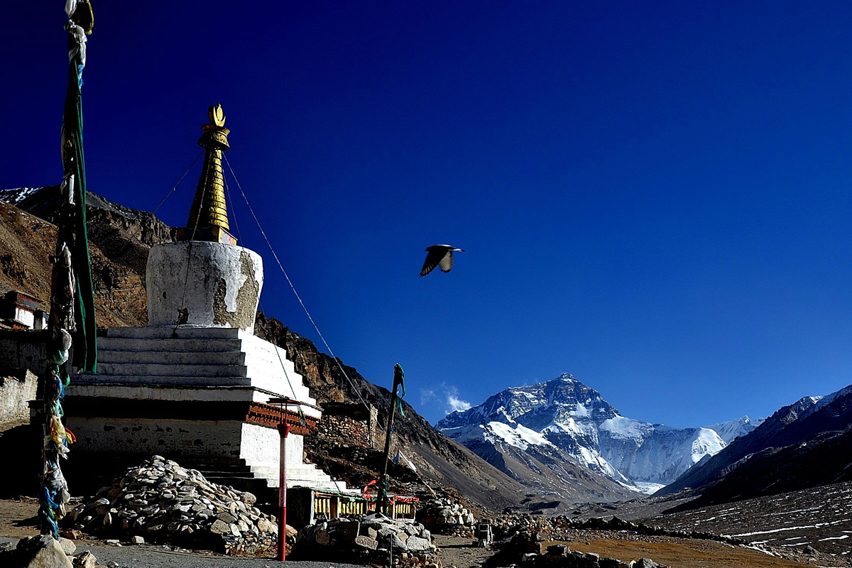 Rongbuk Kloster und Everest (Qomolangma)